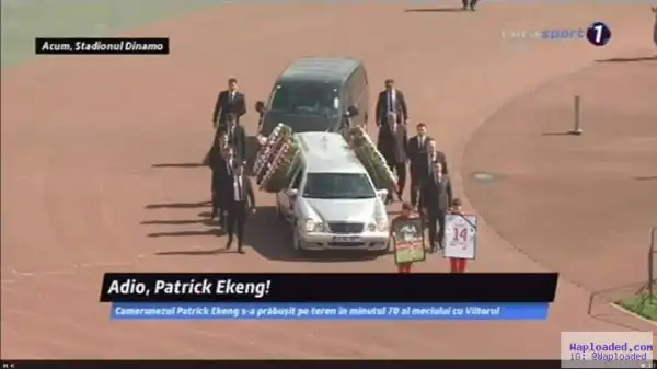 Photos: Body of football player Patrick Ekeng , laying in repose at Dinamo Stadium in Bucharest.